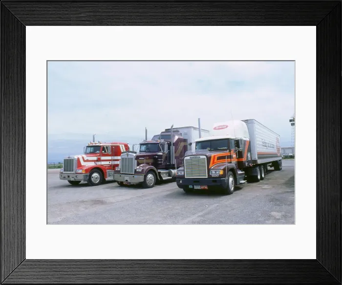 Framed Print : American Trucks at Truckstop in USA Framed Print : American Trucks at Truckstop in USA