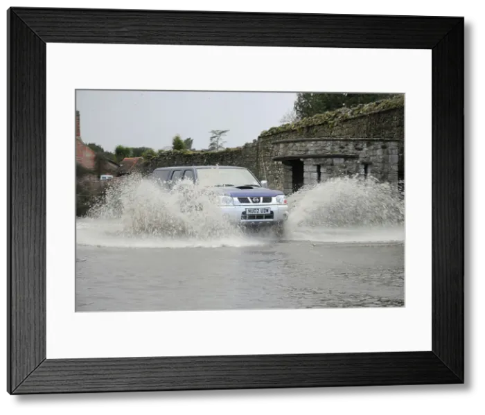 Framed Print : Nissan Pick up truck on Flooded road at Beaulieu 2008 Framed Print : Nissan Pick up truck on Flooded road at Beaulieu 2008