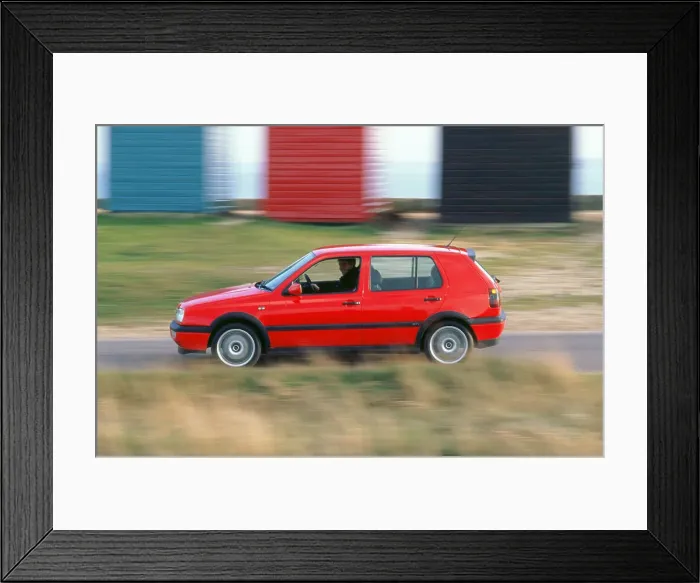 Framed Print : Man driving 1996 Vokswagen Golf Gti Framed Print : Man driving 1996 Vokswagen Golf Gti