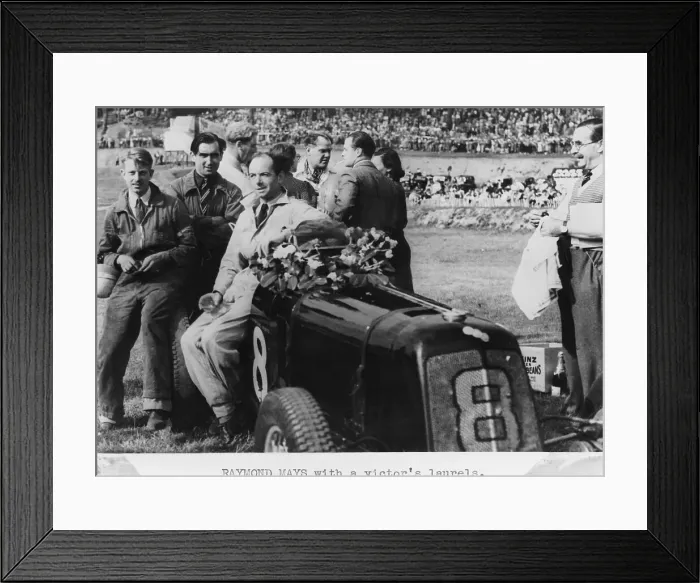 Framed Print : Raymond Mays with a victor's laurels, 1937 Framed Print : Raymond Mays with a victor's laurels, 1937