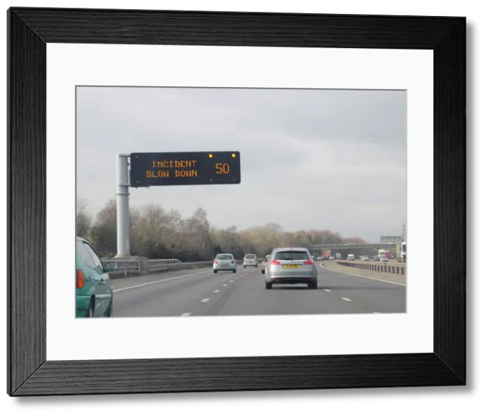 Framed Print : M27 Motorway Matrix overhead warning sign Framed Print : M27 Motorway Matrix overhead warning sign