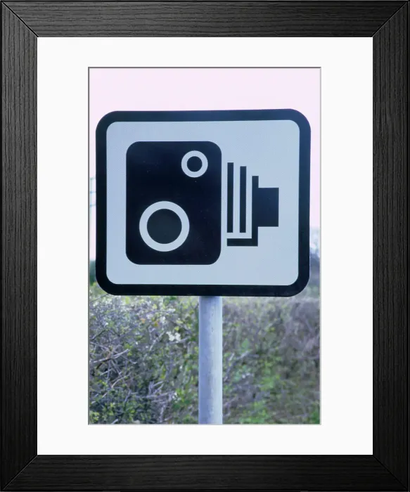 Framed Print : Speed Camera warning sign Framed Print : Speed Camera warning sign