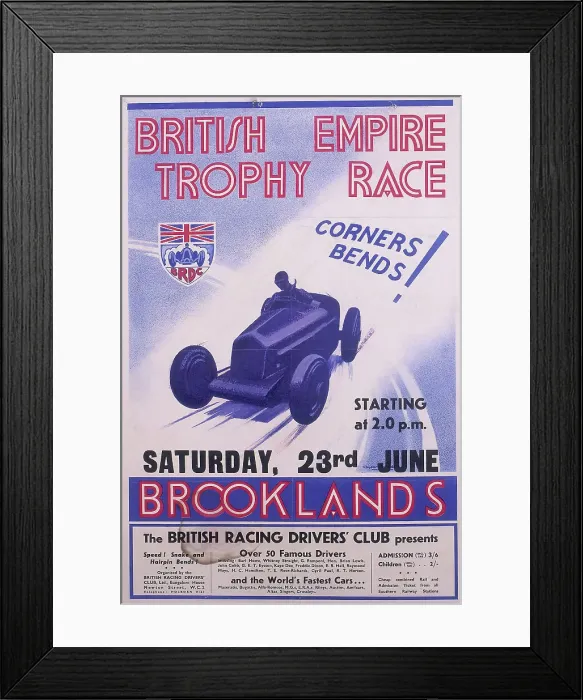 Framed Print : Poster advertising the British Empire Trophy Race, Brooklands, Surrey Framed Print : Poster advertising the British Empire Trophy Race, Brooklands, Surrey