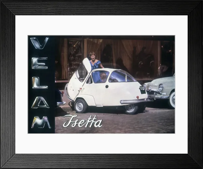 Framed Print : Poster advertising a Velam Isetta car, 1957 Framed Print : Poster advertising a Velam Isetta car, 1957