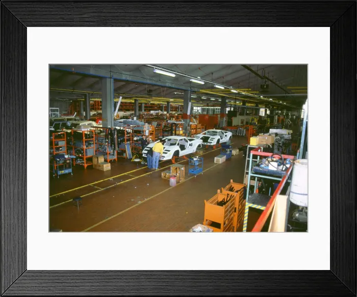 Framed Print : Lamborghini factory 1988.Countach under construction Framed Print : Lamborghini factory 1988.Countach under construction