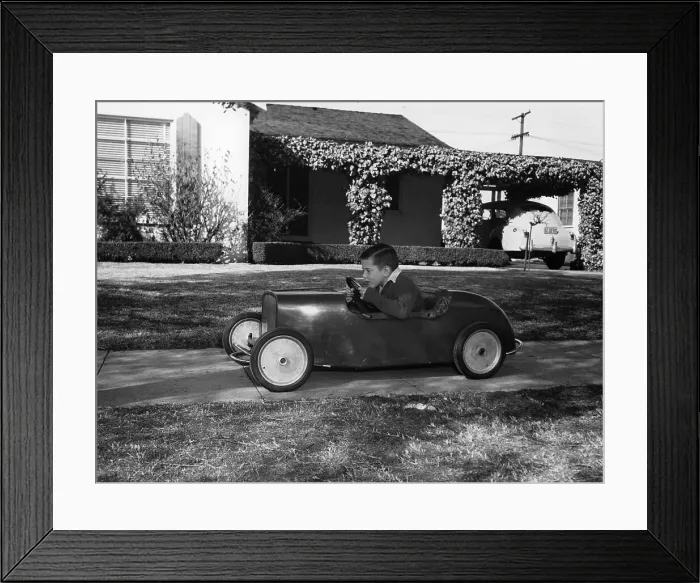 Framed Print : Boy in a pedal car Framed Print : Boy in a pedal car