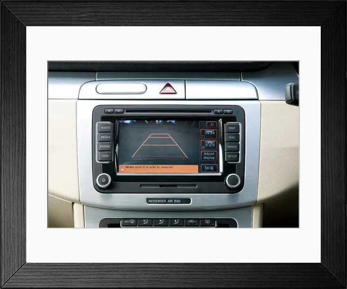 Framed Print : 2009 Volkswagen Passat CC Coupe reversing screen Framed Print : 2009 Volkswagen Passat CC Coupe reversing screen