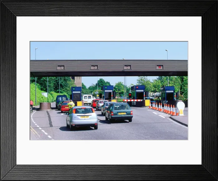 Framed Print : Traffic at toll booths on Itchen Bridge, Southampton Framed Print : Traffic at toll booths on Itchen Bridge, Southampton