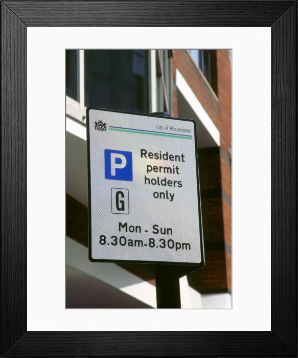 Framed Print : Residents parking only sign Framed Print : Residents parking only sign
