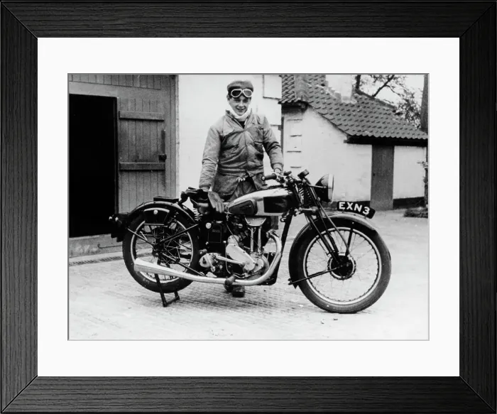Framed Print : Donald Campbell outside a garage at Headley Grove, Surrey, 1938 Framed Print : Donald Campbell outside a garage at Headley Grove, Surrey, 1938