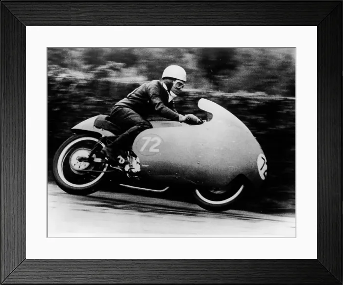 Framed Print : Possibly Bill Lomas, on a Moto Guzzi V8, 1957 Framed Print : Possibly Bill Lomas, on a Moto Guzzi V8, 1957
