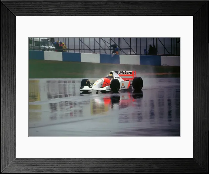 Framed Print : Ayrton Senna in the McLaren MP4-8 1993 European Grand Prix at Donington Framed Print : Ayrton Senna in the McLaren MP4-8 1993 European Grand Prix at Donington