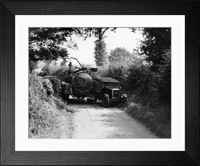 Framed Print : Bedford truck with Jowett, 1920s Framed Print : Bedford truck with Jowett, 1920s