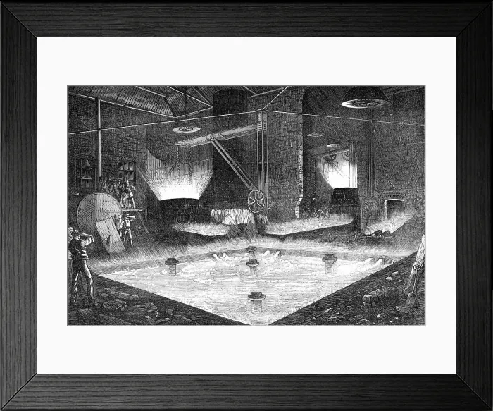 Framed Print : Casting one of the plates for the great steam-hammer at Woolwich, 1872. Creator: Unknown Framed Print : Casting one of the plates for the great steam-hammer at Woolwich, 1872. Creator: Unknown