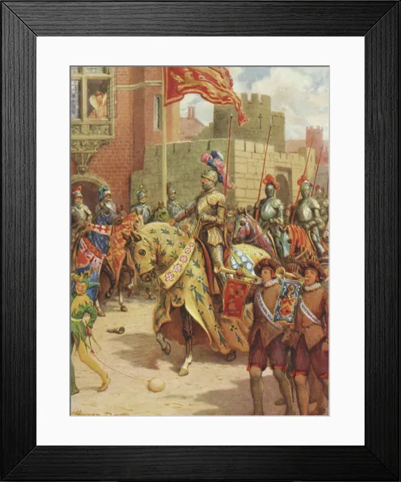 Framed Print : Sir Philip Sidney at the Tournament in Whitehall, c1929. Creators: Howard Davie, Harry Payne