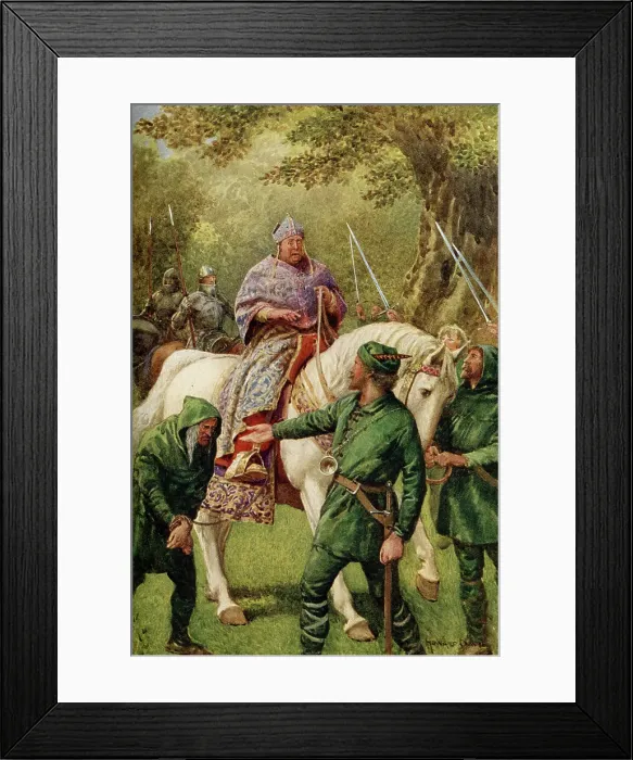 Framed Print : Robin Hood Meets the Bishop of Hereford, 1932. Creator: Howard Davie Framed Print : Robin Hood Meets the Bishop of Hereford, 1932. Creator: Howard Davie