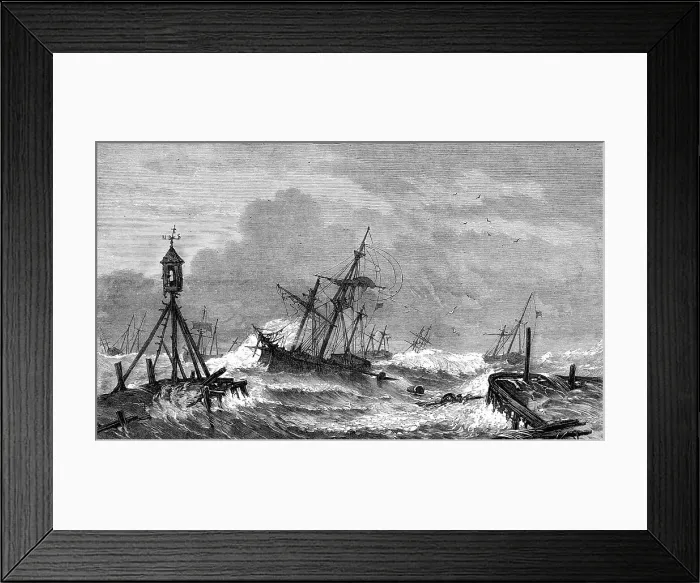 Framed Print : The late storms in the Baltic: scene on the coast of Zealand, off Kjoge, 1872. Creator: Unknown Framed Print : The late storms in the Baltic: scene on the coast of Zealand, off Kjoge, 1872. Creator: Unknown
