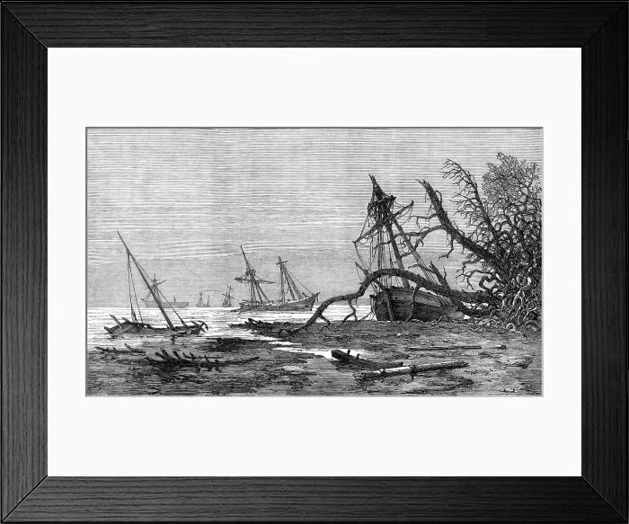 Framed Print : The late storms in the Baltic: scene on the coast of Falster, 1872. Creator: H. Crane Framed Print : The late storms in the Baltic: scene on the coast of Falster, 1872. Creator: H. Crane