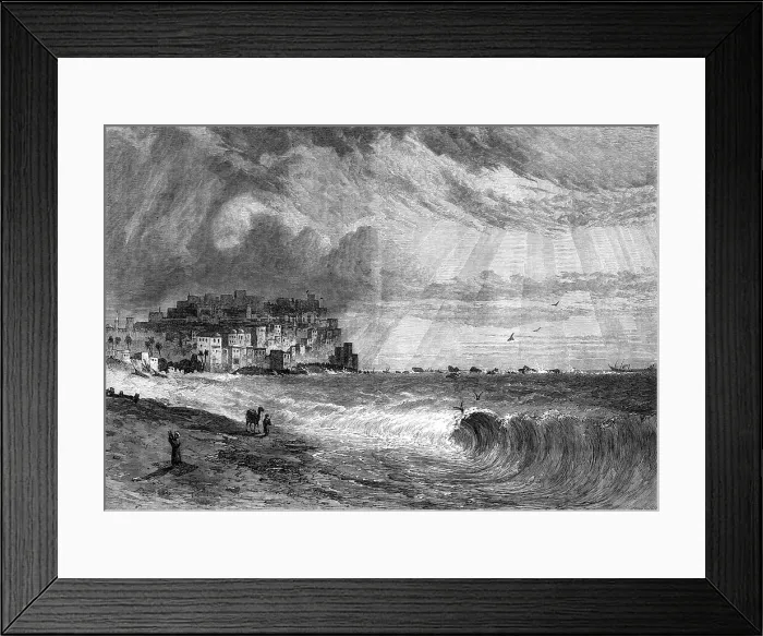 Framed Print : Joppa, from the exhibition of Mr. H. A. Harper's views of the Holy Land, 1872. Creator: John Greenaway Framed Print : Joppa, from the exhibition of Mr. H. A. Harper's views of the Holy Land, 1872. Creator: John Greenaway