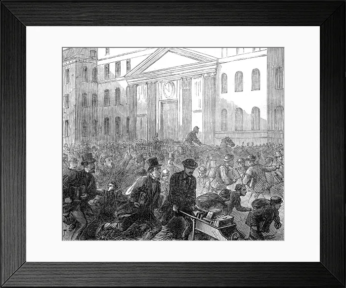 Framed Print : The Great Fire at Boston: excitement in State-Street - removal of papers and valuables, 1872. Creator: Unknown Framed Print : The Great Fire at Boston: excitement in State-Street - removal of papers and valuables, 1872. Creator: Unknown