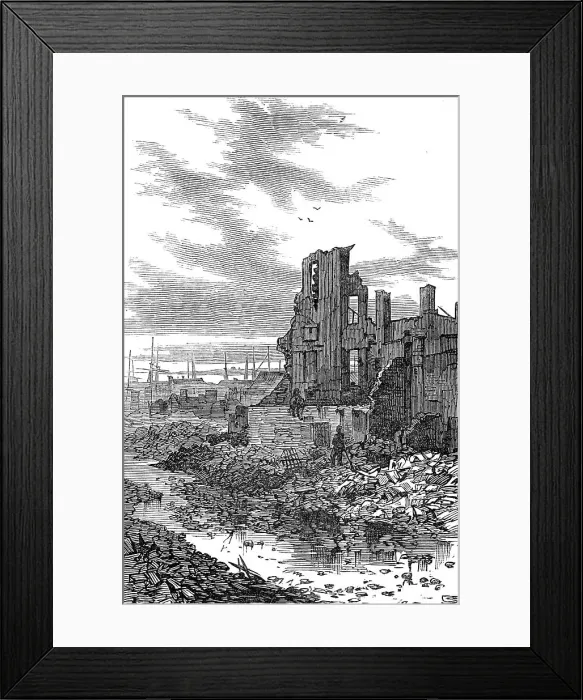 Framed Print : The Great Fire at Boston: Summer-Street, looking towards the harbour, 1872. Creator: Unknown Framed Print : The Great Fire at Boston: Summer-Street, looking towards the harbour, 1872. Creator: Unknown