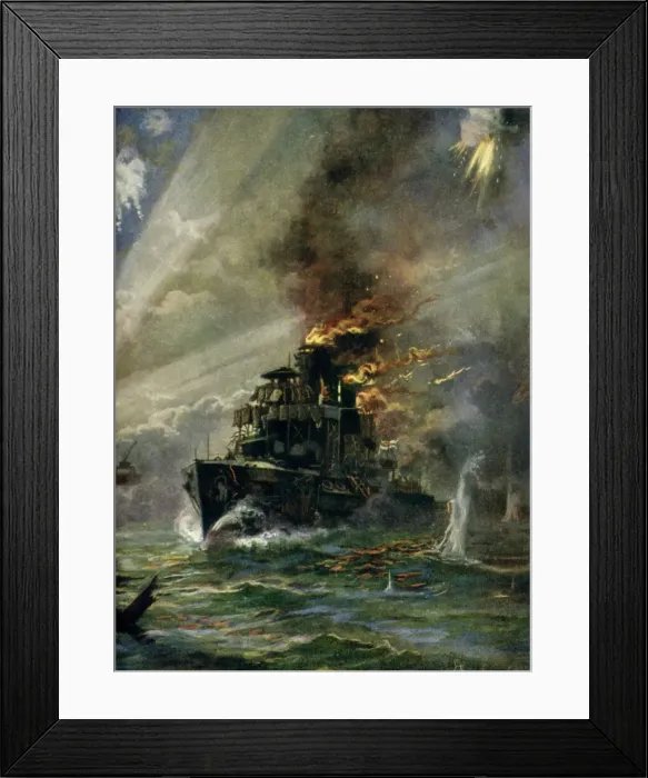 Framed Print : The Vindictive At Zeebrugge, St. George's Day, 1918, c1929. Creators: Howard Davie, Harry Payne Framed Print : The Vindictive At Zeebrugge, St. George's Day, 1918, c1929. Creators: Howard Davie, Harry Payne
