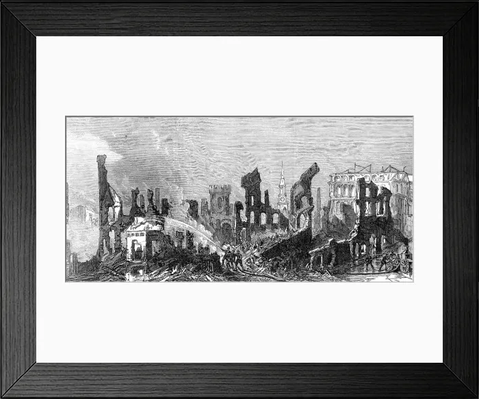 Framed Print : The Great Fire at Boston: view of the ruins, from Pearl-Street, 1872. Creator: Unknown Framed Print : The Great Fire at Boston: view of the ruins, from Pearl-Street, 1872. Creator: Unknown