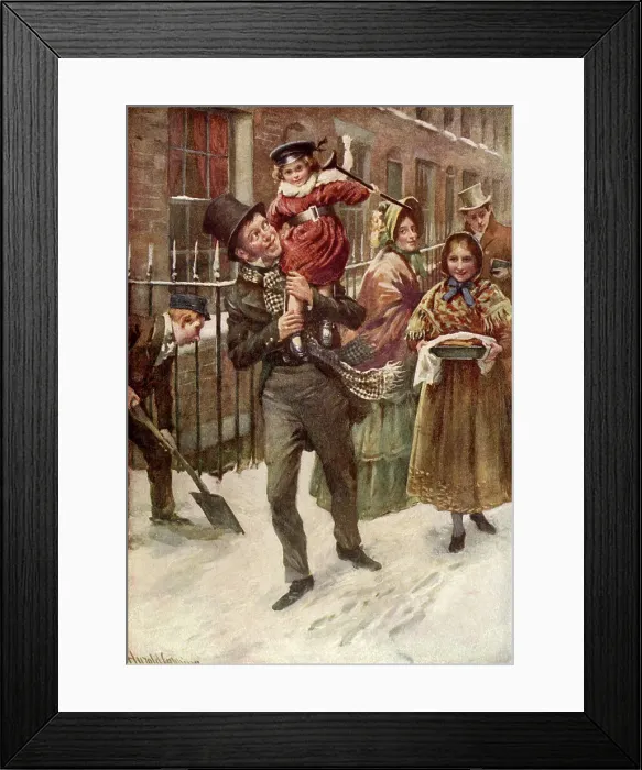 Framed Print : Tiny Tim and his Father, c1900. Creator: Harold Copping Framed Print : Tiny Tim and his Father, c1900. Creator: Harold Copping