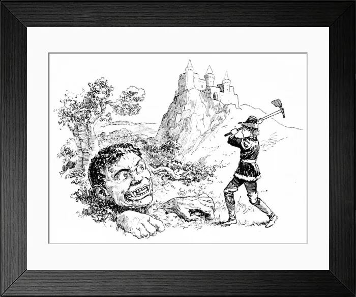 Framed Print : Jack the Giant Killer, 1925. Creator: Howard Davie Framed Print : Jack the Giant Killer, 1925. Creator: Howard Davie