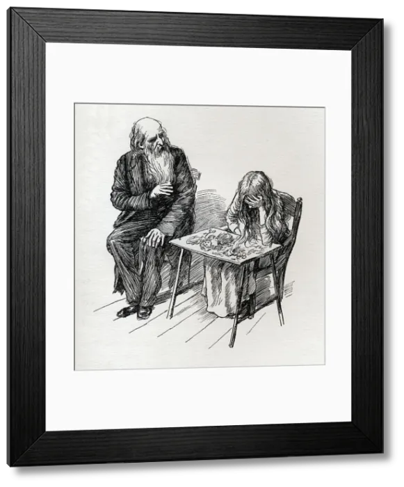 Framed Print : Riah and Jenny Wren, c1900. Creator: Harold Copping Framed Print : Riah and Jenny Wren, c1900. Creator: Harold Copping