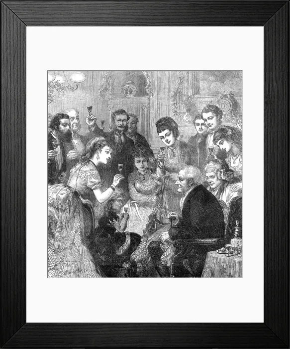 Framed Print : The Toast of the Evening, drawn by A. Hunt, 1872. Creator: Unknown Framed Print : The Toast of the Evening, drawn by A. Hunt, 1872. Creator: Unknown