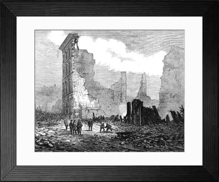 Framed Print : The Great Fire at Boston: Washington-Street, opposite Bromfield-Street, 1872. Creator: Unknown Framed Print : The Great Fire at Boston: Washington-Street, opposite Bromfield-Street, 1872. Creator: Unknown