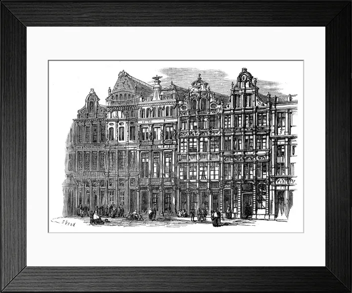 Framed Print : On the Place de l'Hotel de Ville, Brussels, 1872. Creator: Unknown Framed Print : On the Place de l'Hotel de Ville, Brussels, 1872. Creator: Unknown