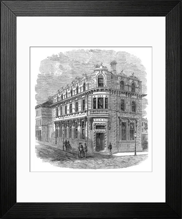 Framed Print : The National Provincial Branch Bank of England, Leicester, 1872. Creator: Unknown Framed Print : The National Provincial Branch Bank of England, Leicester, 1872. Creator: Unknown