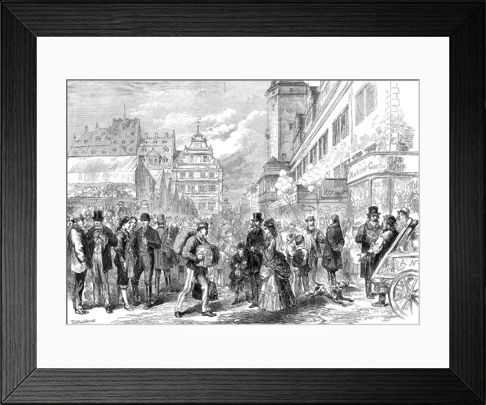 Framed Print : The Market-Place, Leipsic, during the Fair, 1872. Creator: Unknown Framed Print : The Market-Place, Leipsic, during the Fair, 1872. Creator: Unknown