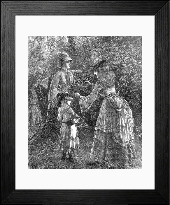Framed Print : Gathering blackberries, 1872. Creator: Unknown Framed Print : Gathering blackberries, 1872. Creator: Unknown