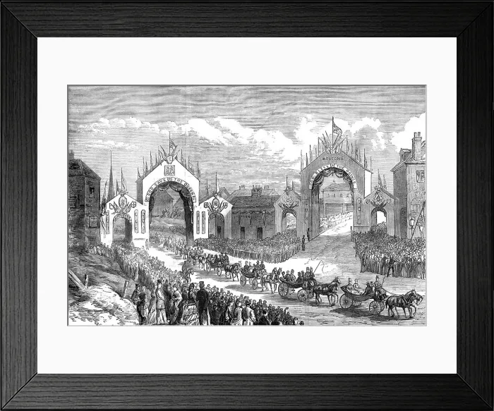 Framed Print : Prince Arthur at Leeds: procession at the junction of Chapeltown and Roundhay Park Roads, 1872. Creator: Unknown Framed Print : Prince Arthur at Leeds: procession at the junction of Chapeltown and Roundhay Park Roads, 1872. Creator: Unknown