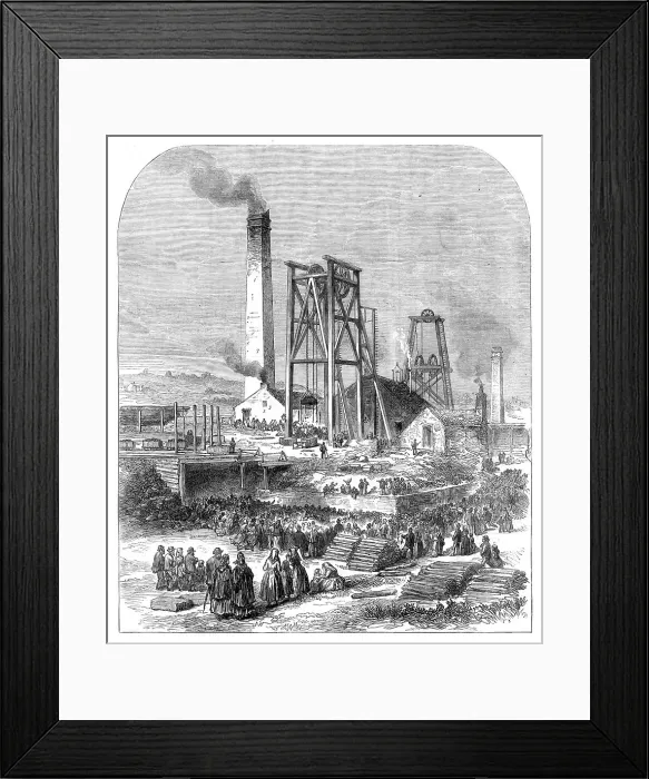Framed Print : The Morley Main Colliery, near Dewsbury, after the explosion, 1872. Creator: Unknown Framed Print : The Morley Main Colliery, near Dewsbury, after the explosion, 1872. Creator: Unknown