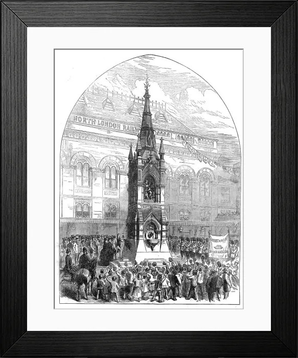 Framed Print : The Lord Mayor opening the new drinking-fountain at Bow, 1872. Creator: Unknown Framed Print : The Lord Mayor opening the new drinking-fountain at Bow, 1872. Creator: Unknown
