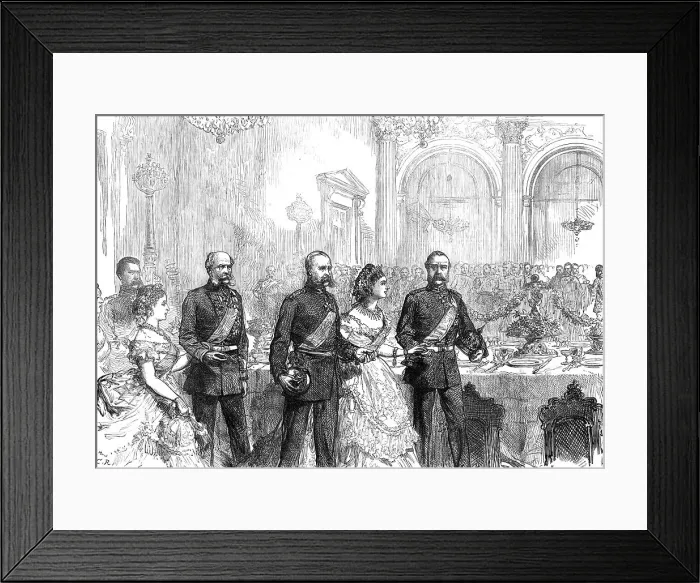 Framed Print : The Three Emperors at Berlin: arrival at the banquet in the White Hall of the Old Palace, 1872. Creator: Unknown Framed Print : The Three Emperors at Berlin: arrival at the banquet in the White Hall of the Old Palace, 1872. Creator: Unknown