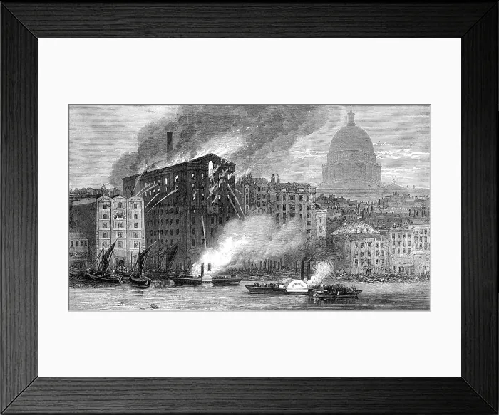 Framed Print : The Fire at the City Flour-Mills in Upper Thames-Street, 1872. Creator: Unknown Framed Print : The Fire at the City Flour-Mills in Upper Thames-Street, 1872. Creator: Unknown
