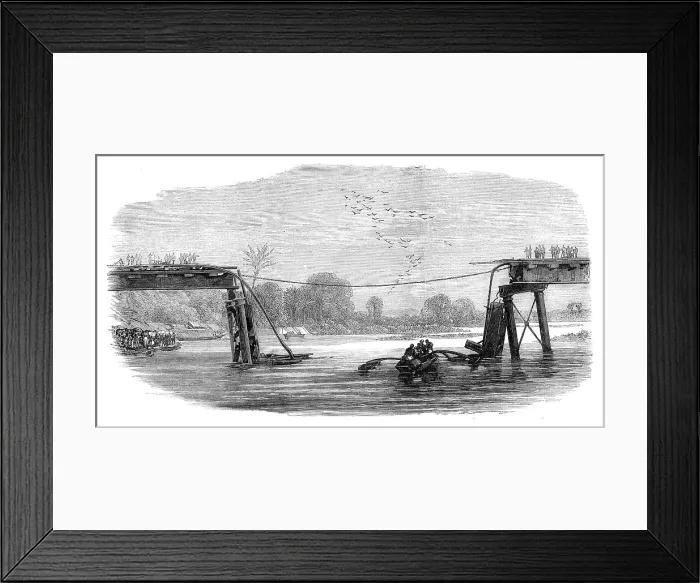 Framed Print : Railway bridge destroyed by floods in Ceylon, 1872. Creator: Unknown Framed Print : Railway bridge destroyed by floods in Ceylon, 1872. Creator: Unknown