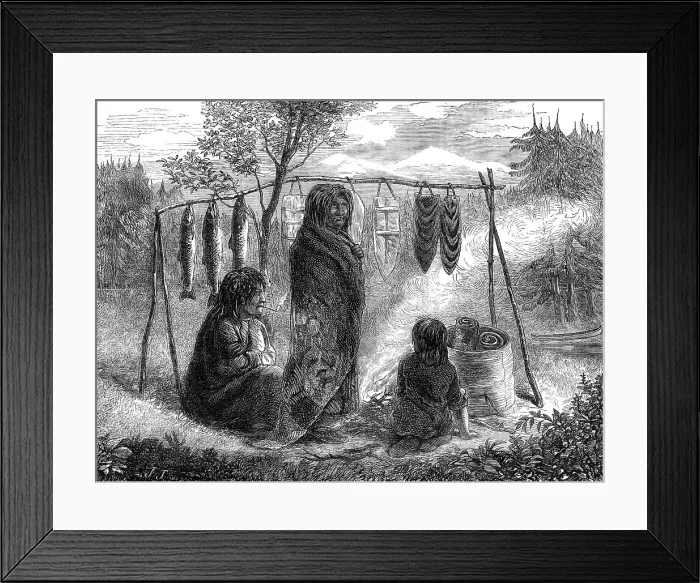 Framed Print : Salmon-eaters of British Columbia, 1872. Creator: Unknown Framed Print : Salmon-eaters of British Columbia, 1872. Creator: Unknown