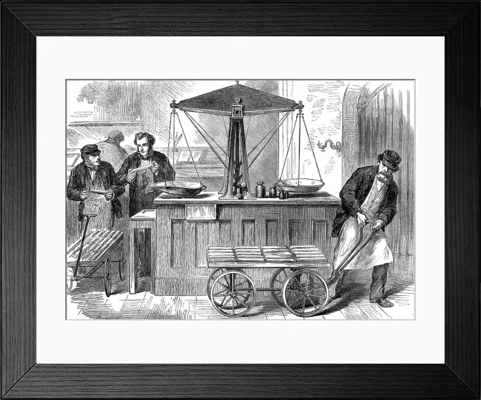 Framed Print : Sketches in the Bank of England: entrance to the bullion vaults, 1872. Creator: Unknown Framed Print : Sketches in the Bank of England: entrance to the bullion vaults, 1872. Creator: Unknown