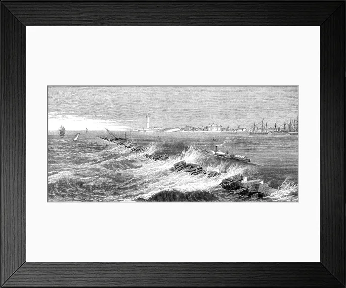 Framed Print : New breakwater in the harbour of Alexandria, 1872. Creator: Unknown Framed Print : New breakwater in the harbour of Alexandria, 1872. Creator: Unknown