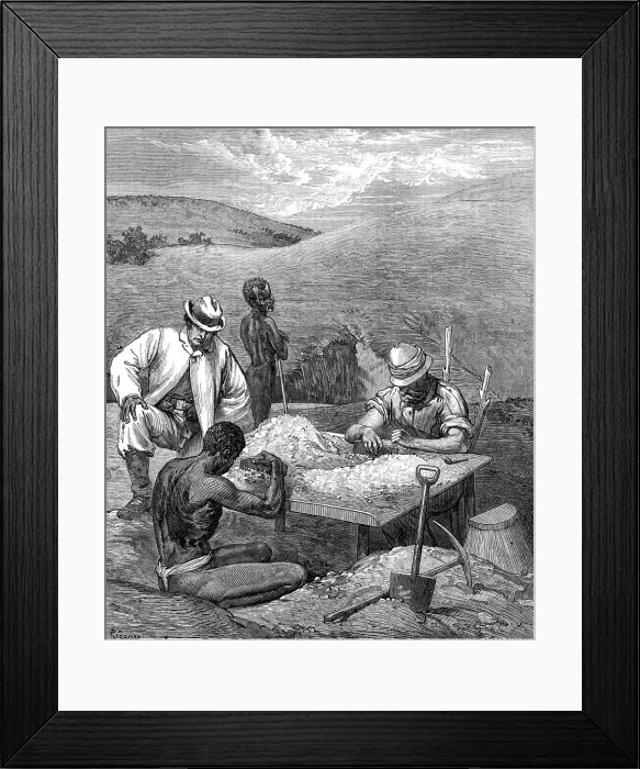 Framed Print : At the sorting table in the Diamond Diggings, 1872. Creator: Unknown Framed Print : At the sorting table in the Diamond Diggings, 1872. Creator: Unknown
