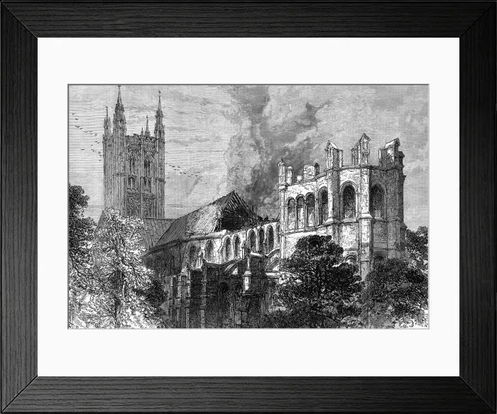 Framed Print : The fire at Canterbury Cathedral, 1872. Creator: Unknown Framed Print : The fire at Canterbury Cathedral, 1872. Creator: Unknown