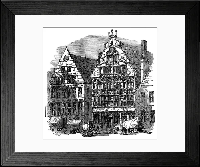 Framed Print : Ancient houses on the quay, Ghent, 1872. Creator: Unknown Framed Print : Ancient houses on the quay, Ghent, 1872. Creator: Unknown