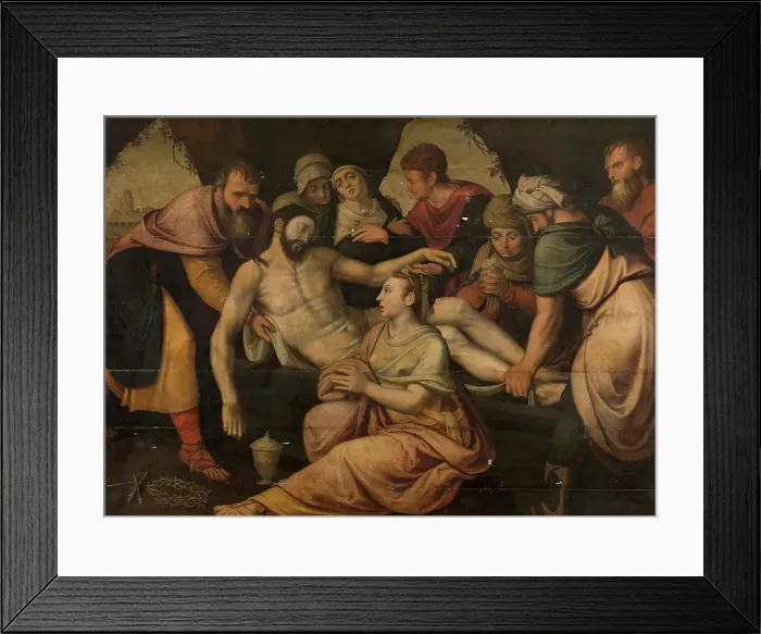 Framed Print : Christ's Entombment, 1565. Creator: Lambert van Noort Framed Print : Christ's Entombment, 1565. Creator: Lambert van Noort