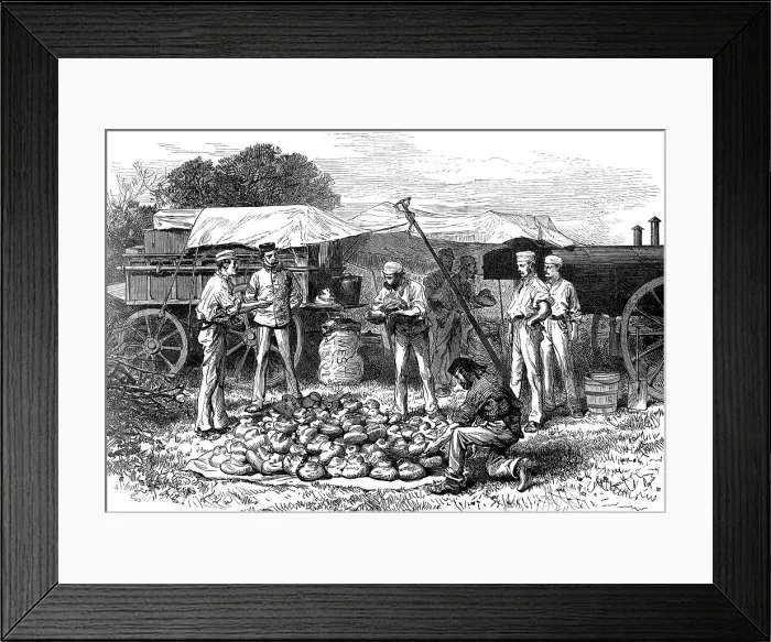 Framed Print : The Autumn Campaign: steam bakery - drawing a batch of loaves, 1872. Creator: Unknown Framed Print : The Autumn Campaign: steam bakery - drawing a batch of loaves, 1872. Creator: Unknown